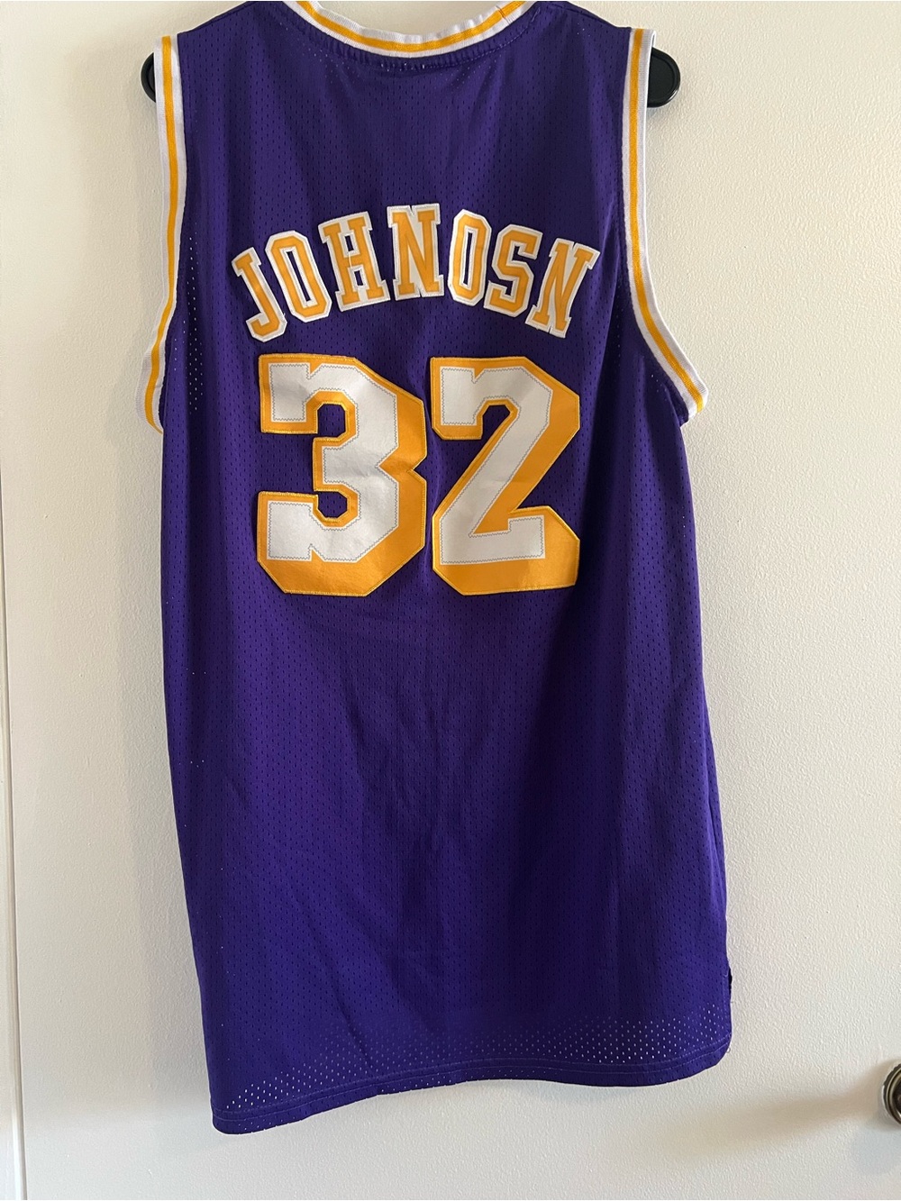 Men’s Magic Johnson MISPRINT LA Los Angeles Lakers NBA Jersey #32 Purple Yellow